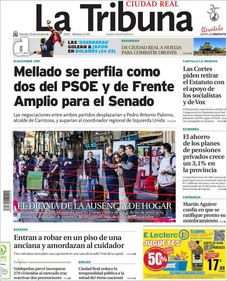 Portada de La Tribuna de Ciudad Real (Espa&ntilde;a)