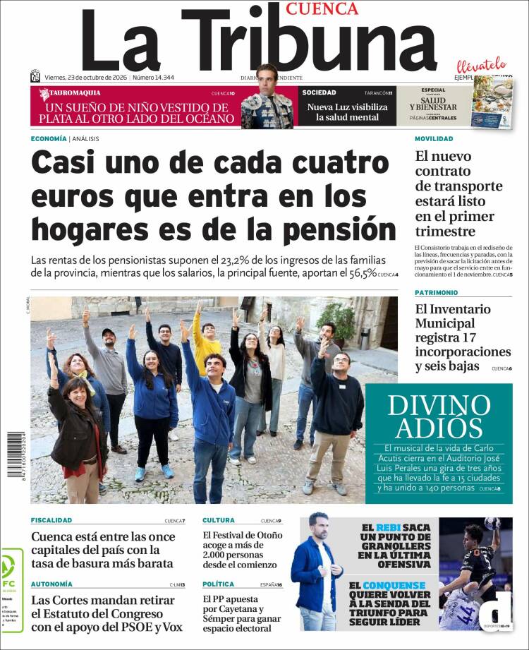 Portada de La Tribuna de Cuenca (Espa&ntilde;a)