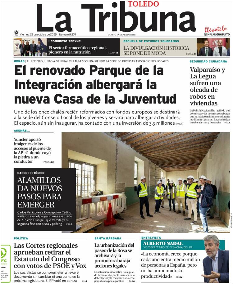 Portada de La Tribuna de Toledo (Espa&ntilde;a)