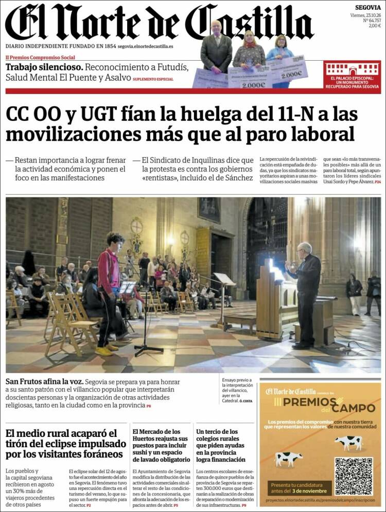 Portada de Norte de Castilla - Segovia (Espa&ntilde;a)