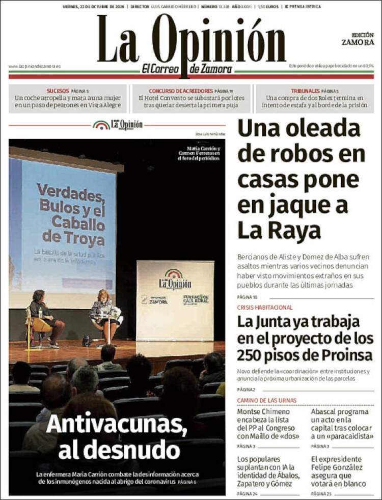 Portada de La Opinión - El Correo de Zamora (Espa&ntilde;a)