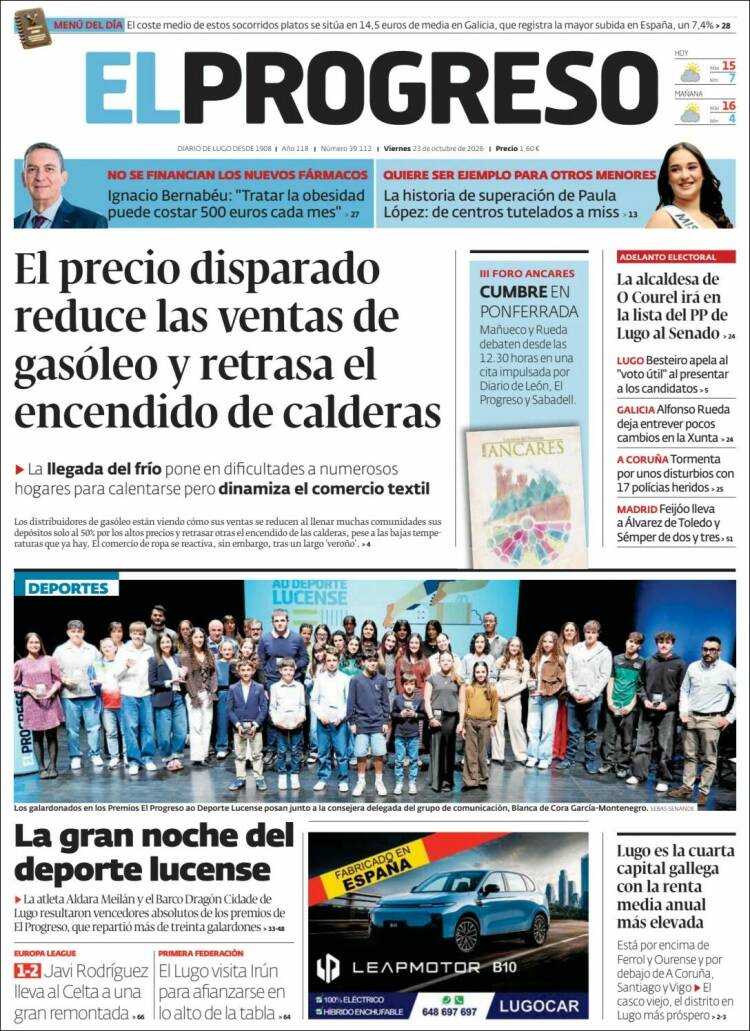 Portada de El Progreso (Espa&ntilde;a)