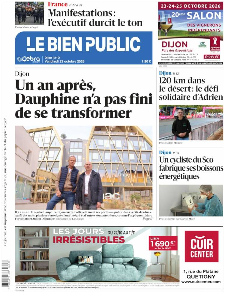 Portada de Le Bien Public (Francia)