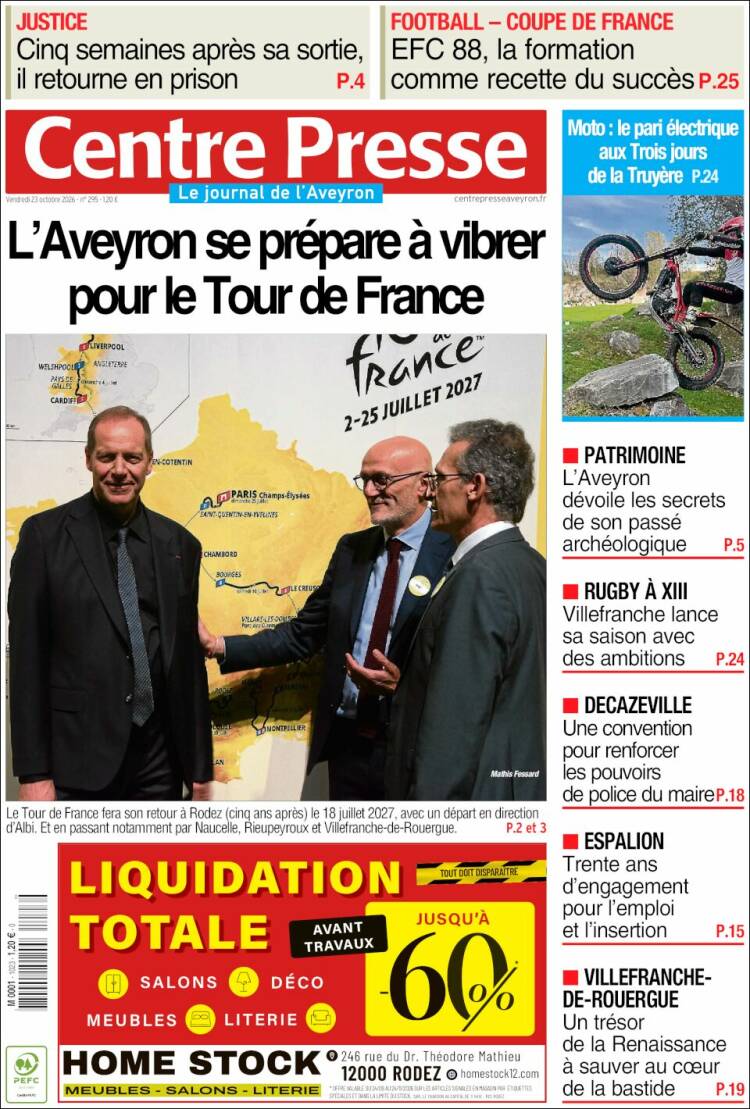 Portada de Centre Presse (Francia)