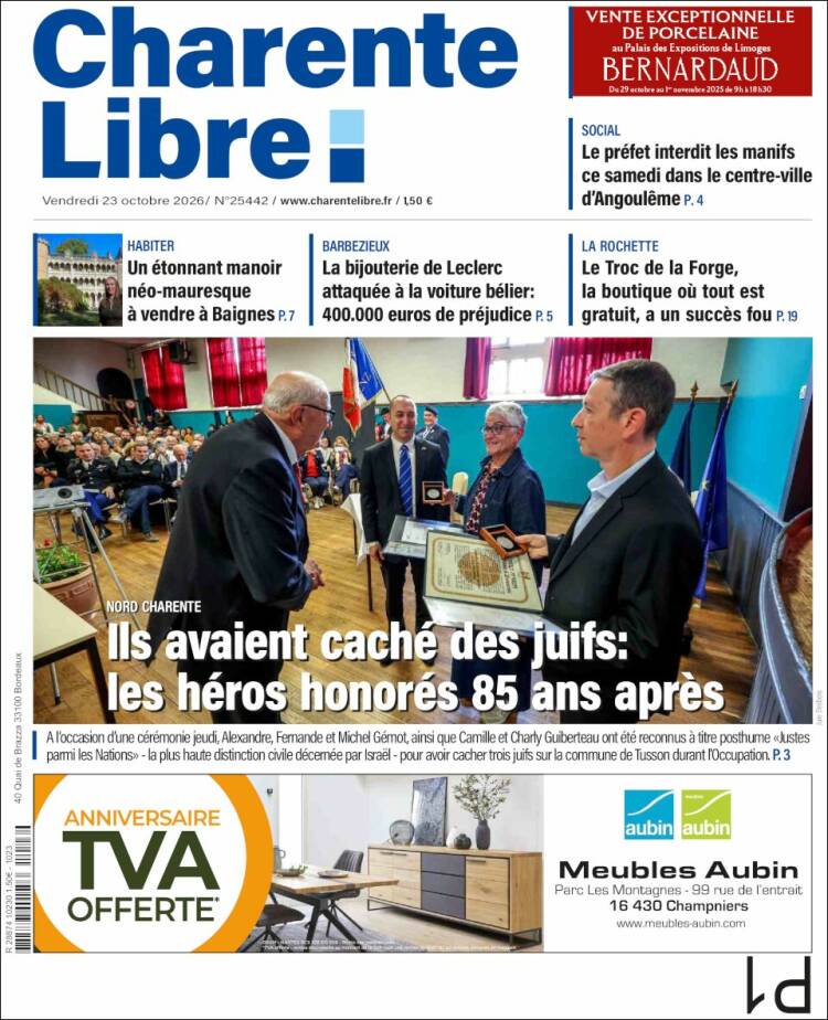 Portada de Charente Libre (Francia)