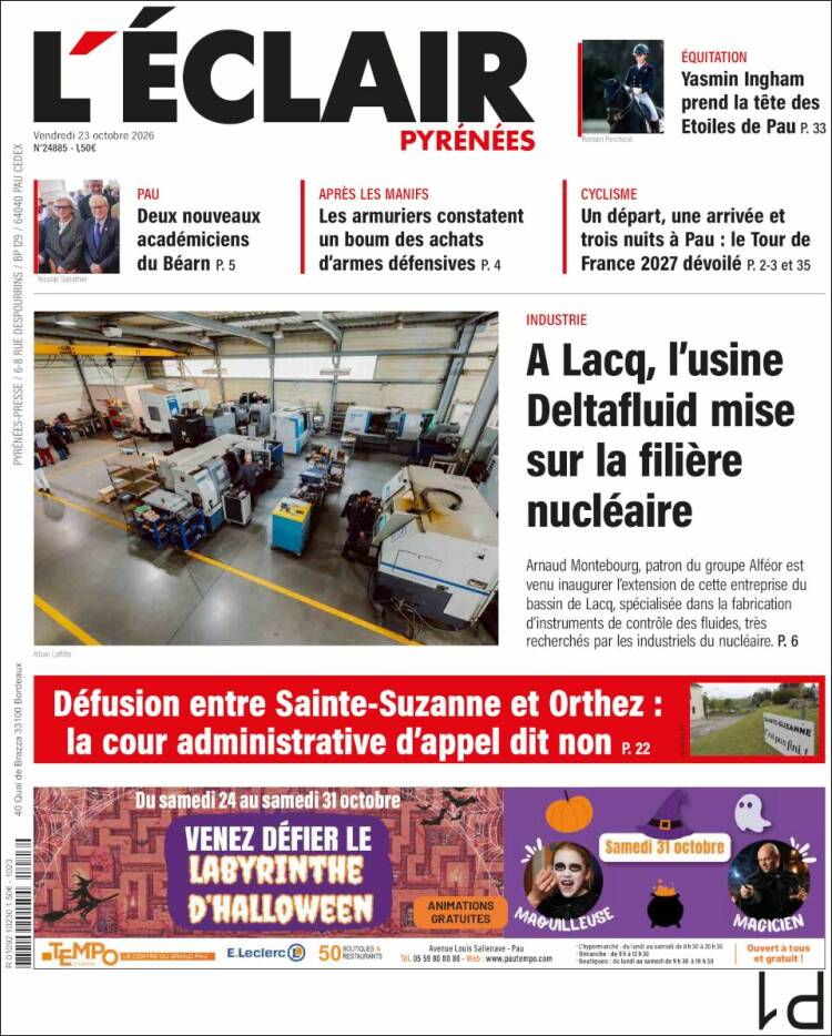 Portada de L'Eclair des Pyrénées (Francia)