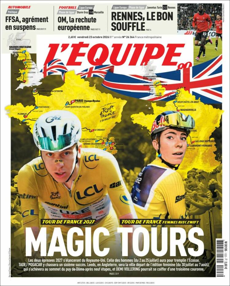 Portada de L'Equipe (Francia)