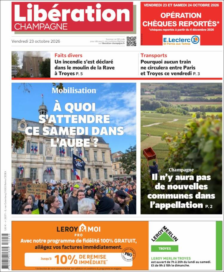 Portada de Libération Champagne (Francia)
