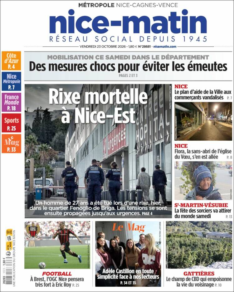 Portada de Nice-Matin (Francia)