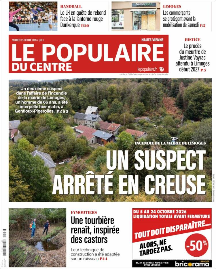 Portada de Le Populaire du Centre (Francia)
