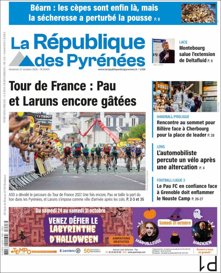 Portada de La République des Pyrénées (Francia)