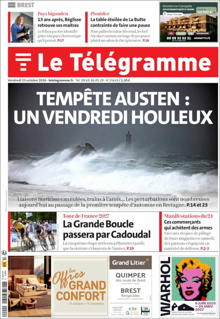 Portada de Télégramme (Francia)