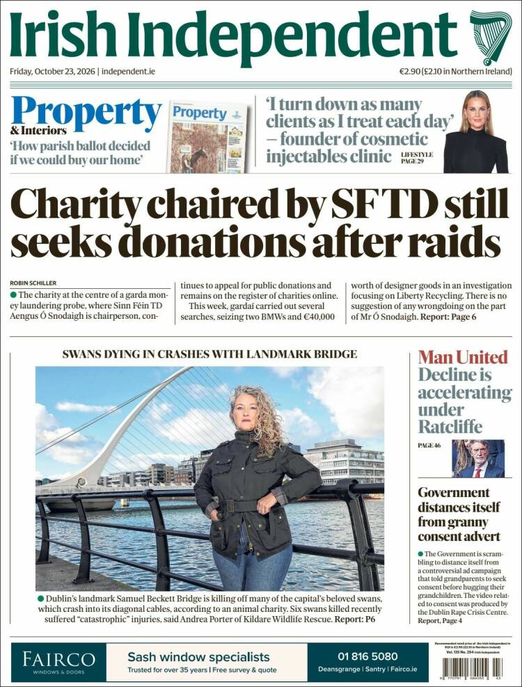 Portada de Irish Independent (Irlanda)