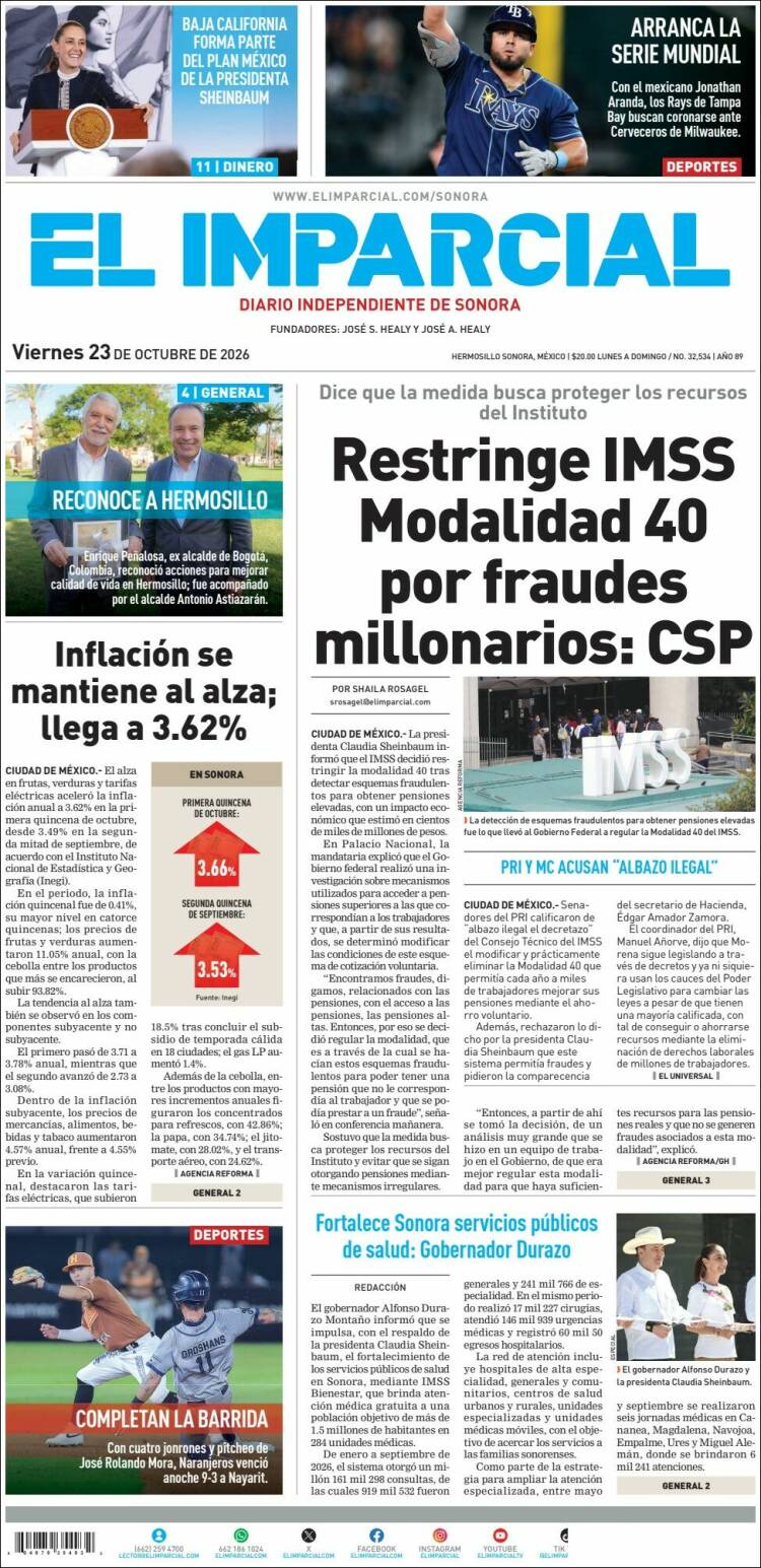 Portada de El Imparcial (M&eacute;xico)
