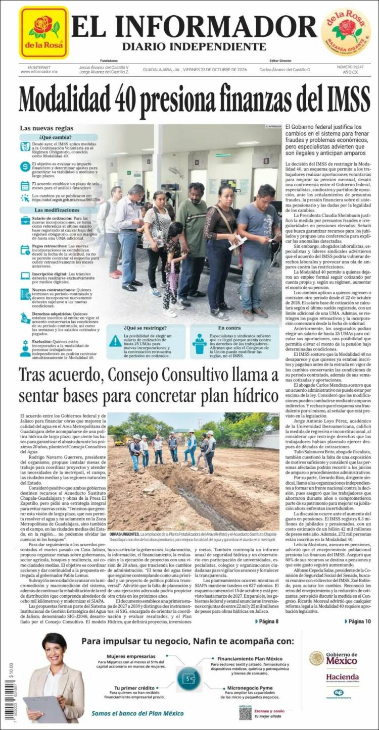 Portada de El Informador (M&eacute;xico)