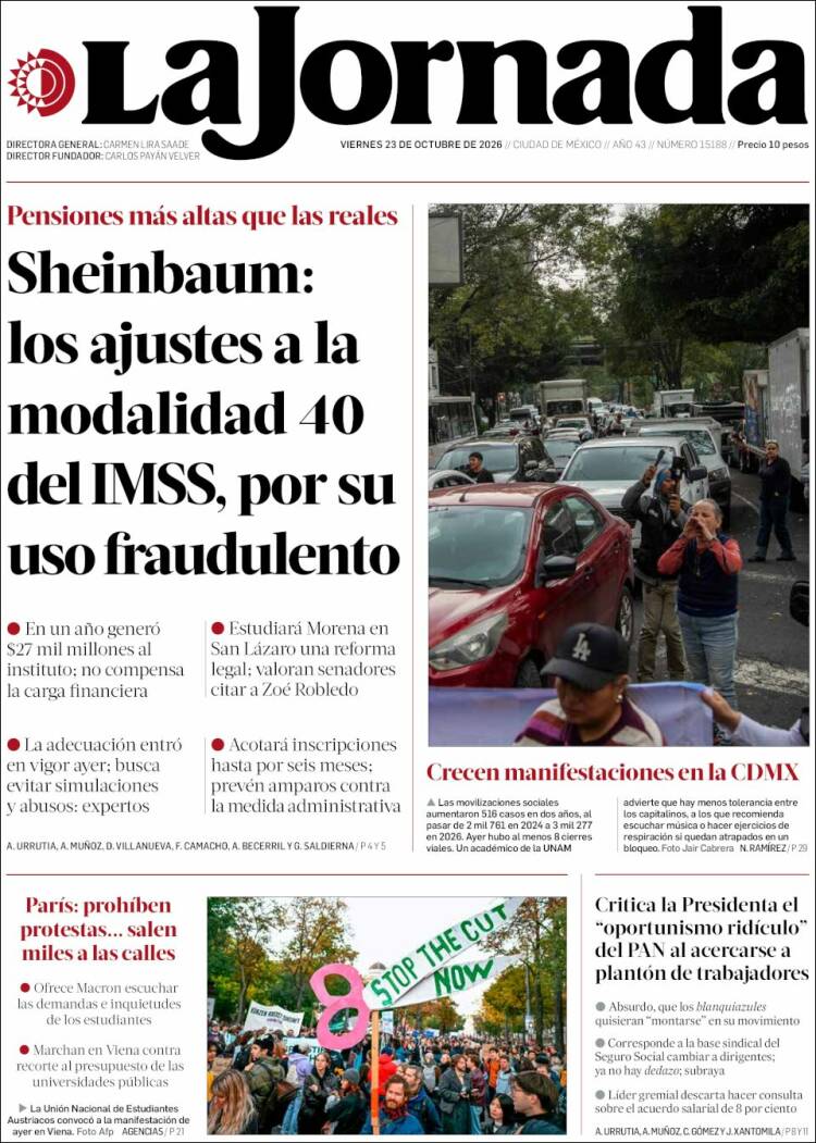 Portada de La Jornada (M&eacute;xico)