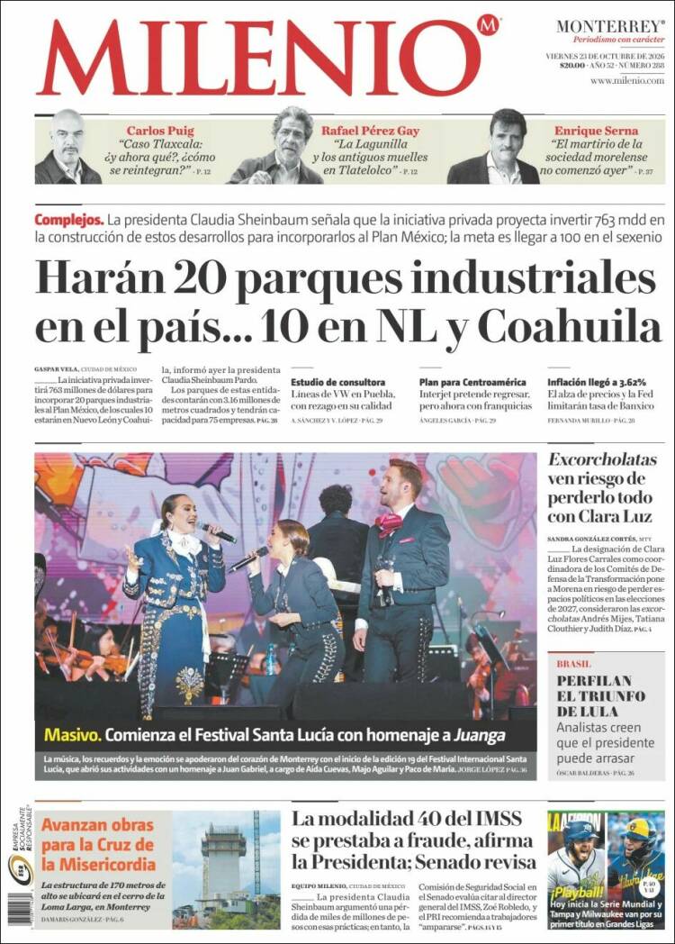 Portada de Milenio de Monterrey (M&eacute;xico)