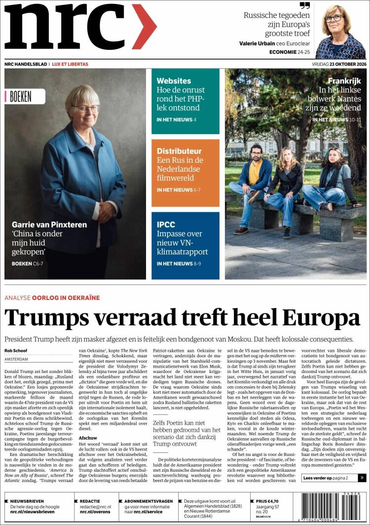 Portada de NRC Handelsblad (Pa&iacute;ses Bajos)