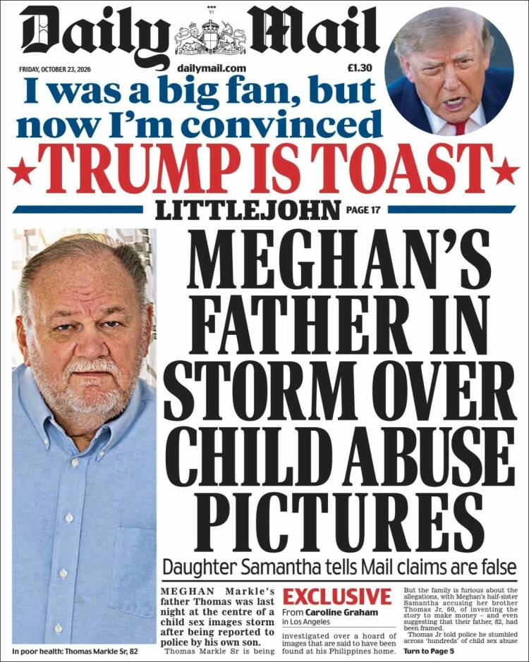 Portada de Daily Mail (Reino Unido)