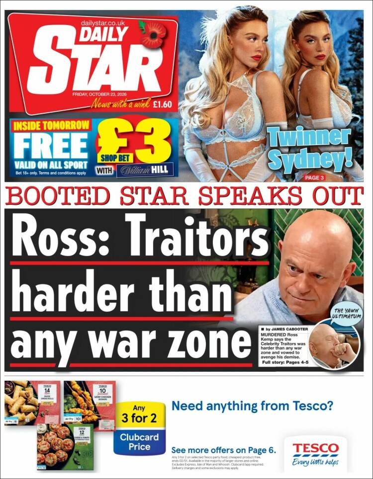 Portada de Daily Star (Reino Unido)