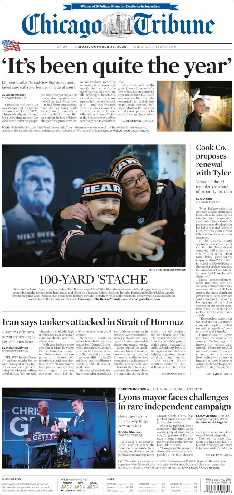 Portada de Chicago Tribune (USA)
