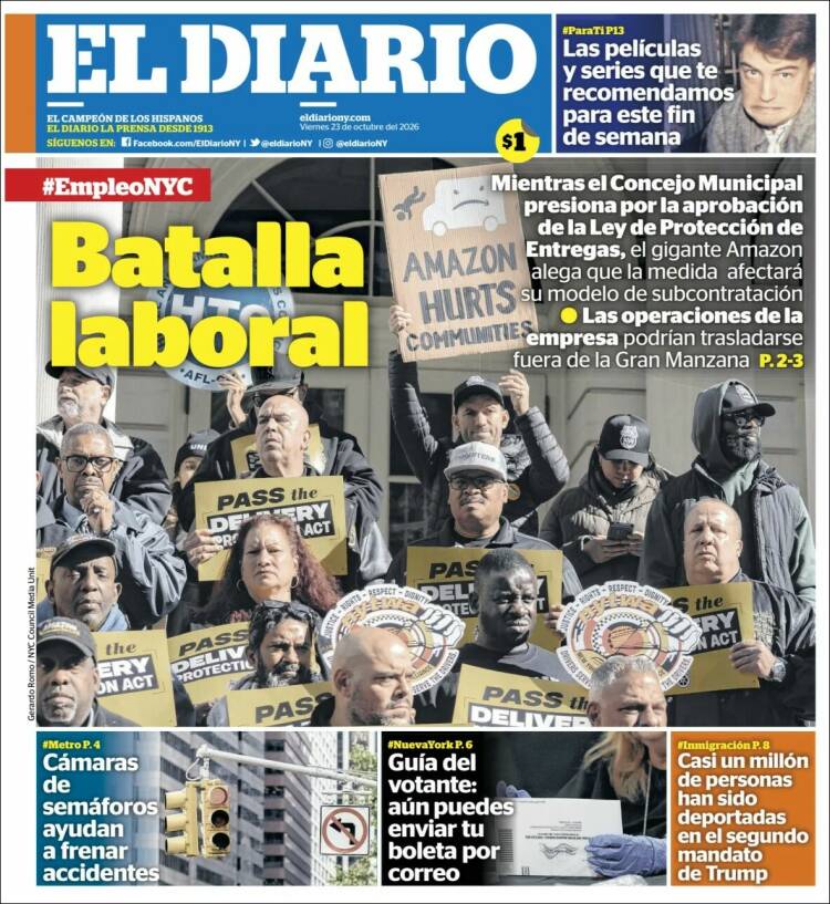 Portada de El Diario NY (USA)