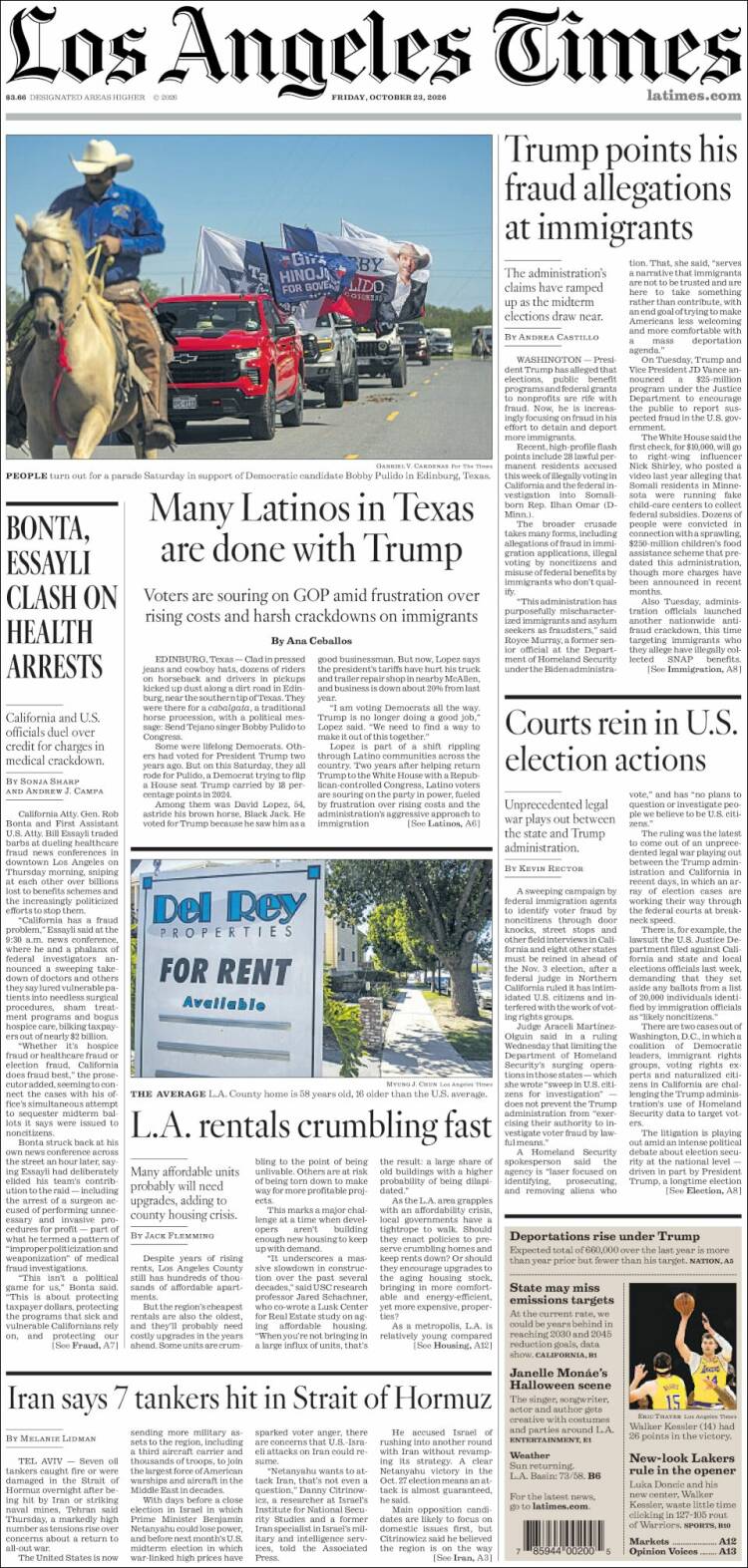 Portada de Los Angeles Times (&Eacute;tats-Unis)