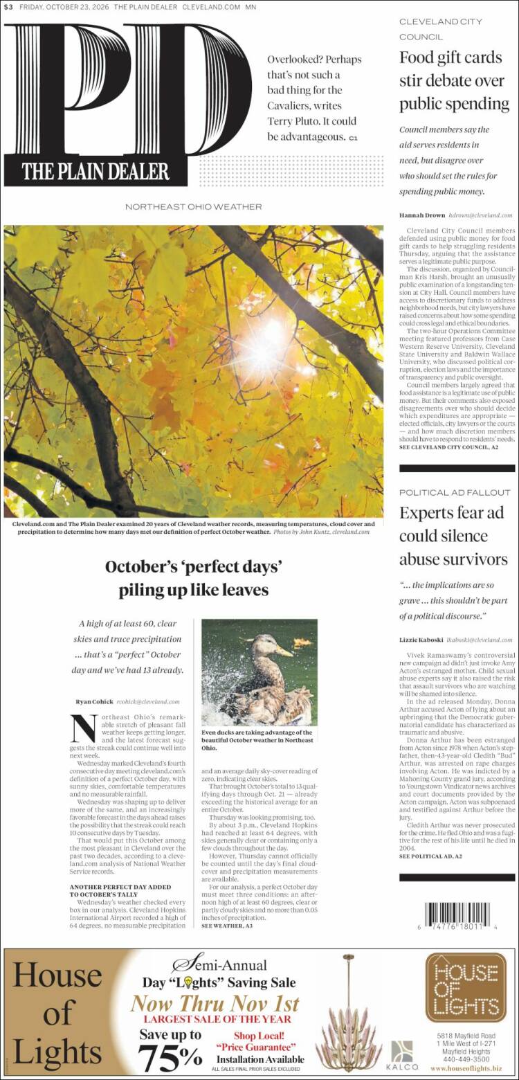 Portada de The Plain Dealer (USA)