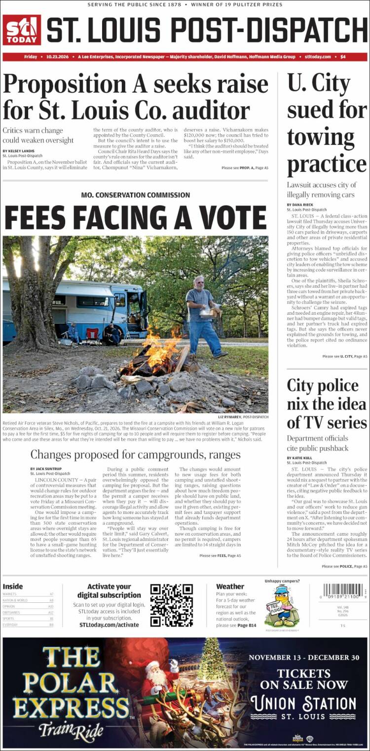 Portada de St. Louis Post-Dispatch (USA)