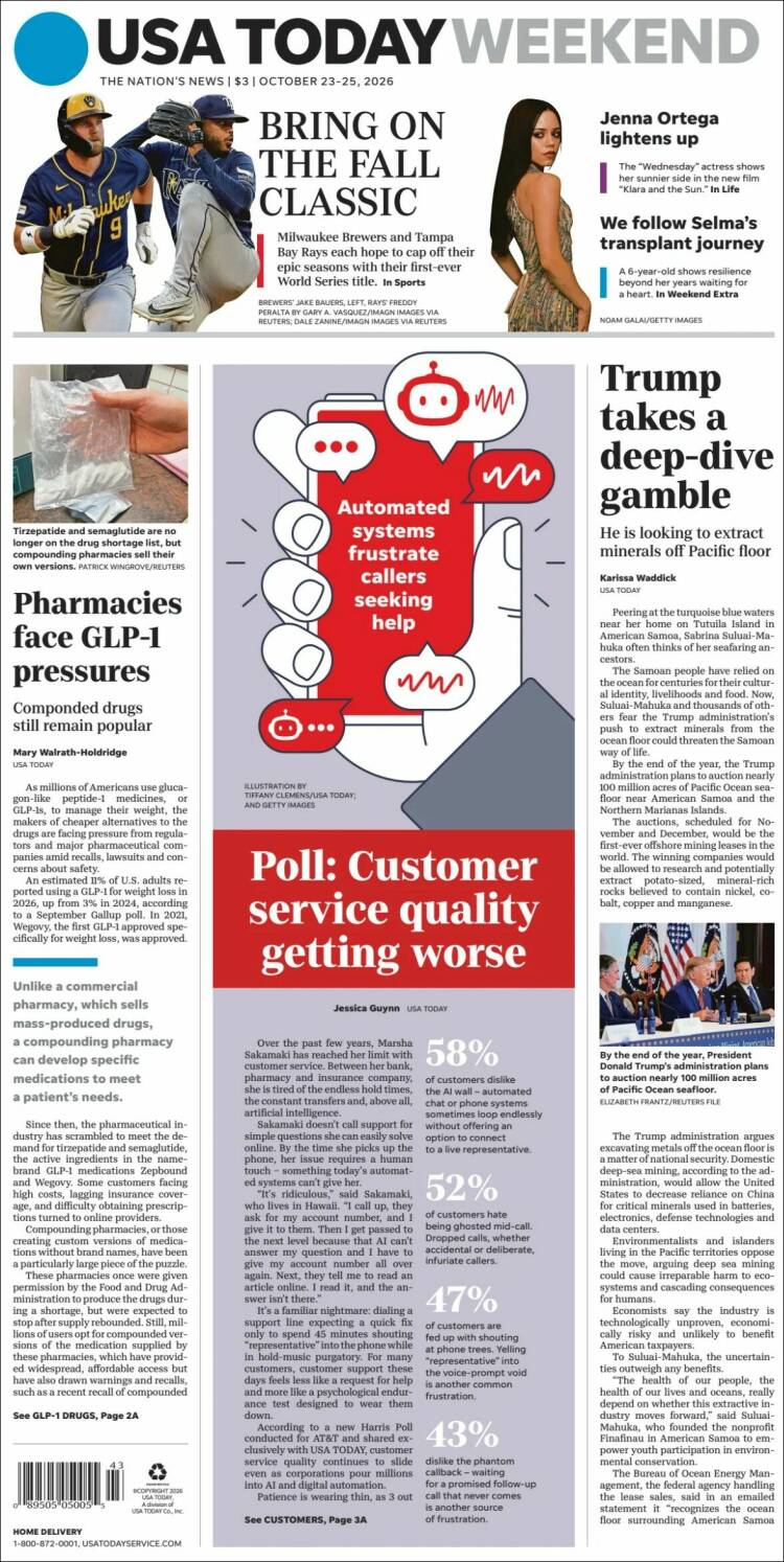 Portada de USA Today (USA)