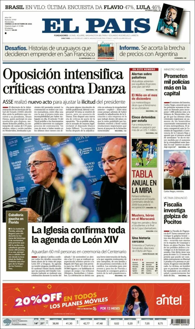 Portada de El País (Uruguay)