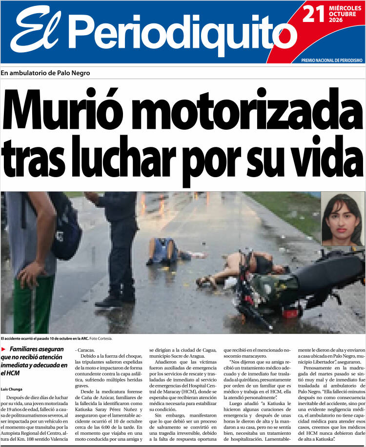 Portada de Periodiquito de Aragua (Venezuela)