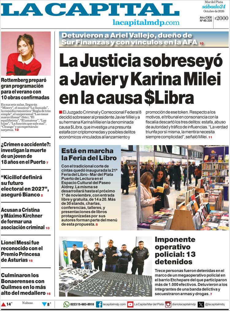 Portada de Diario La Capital - Mar del Plata (Argentina)