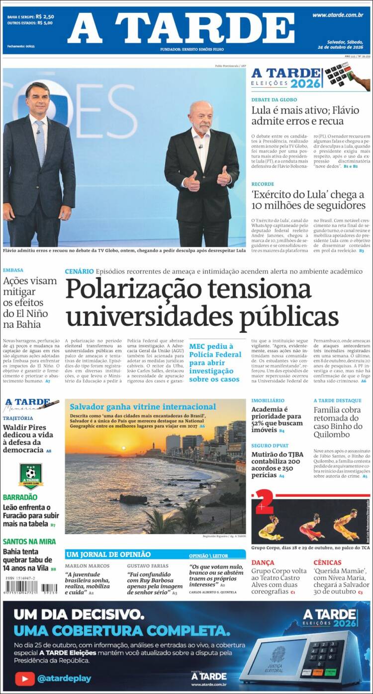 Portada de Diário A Tarde (Brasil)