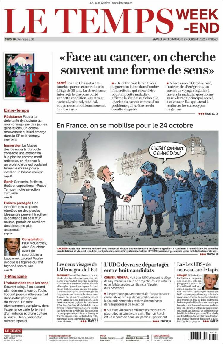 Portada de Le Matin (Switzerland)