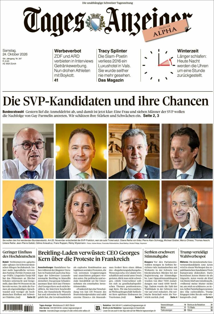 Portada de Tages-Anzeiger (Switzerland)