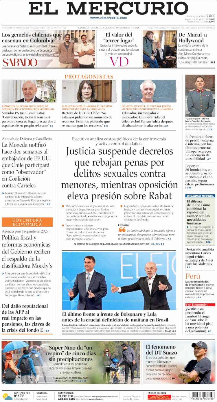 Portada de El Mercurio (Chile)
