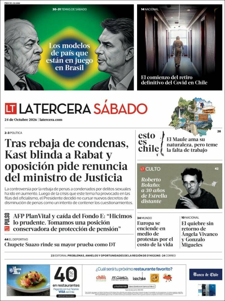 Portada de La Tercera (Chile)
