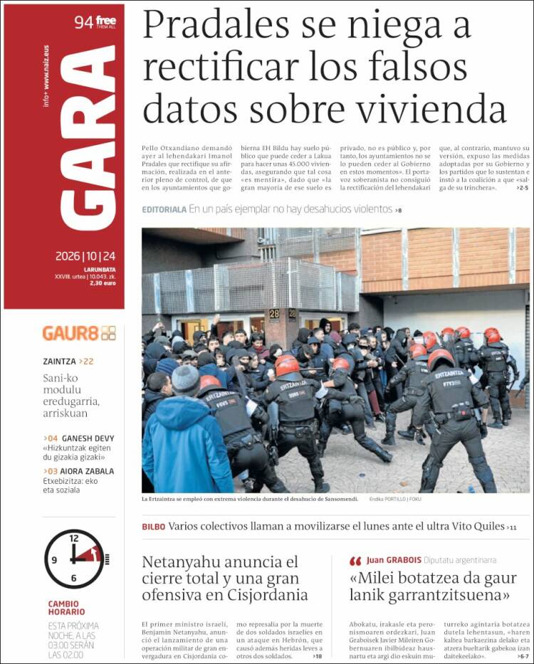 Portada de Gara (Spain)