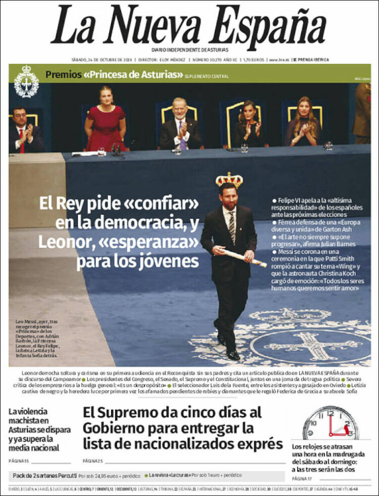 Portada de La Nueva España (Spain)