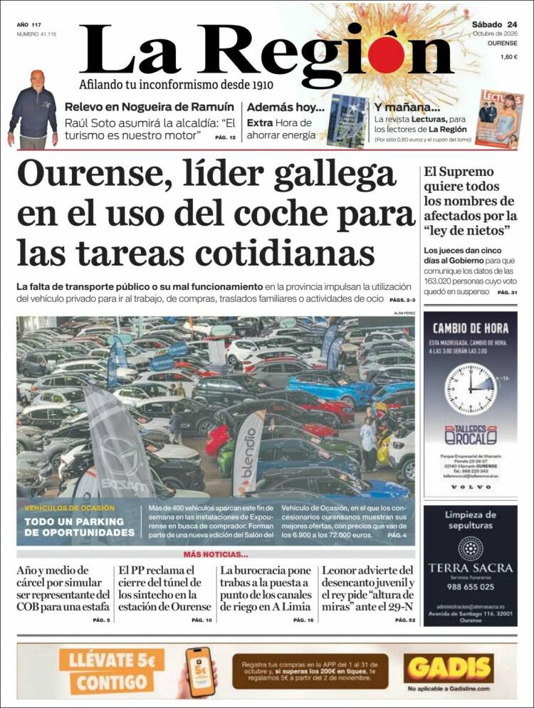 Portada de La Región de Ourense (Spain)