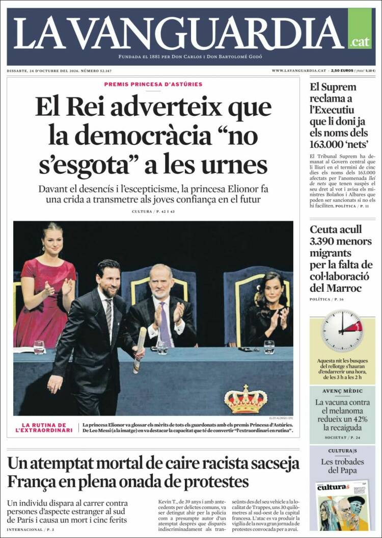 Portada de La Vanguardia (Spain)
