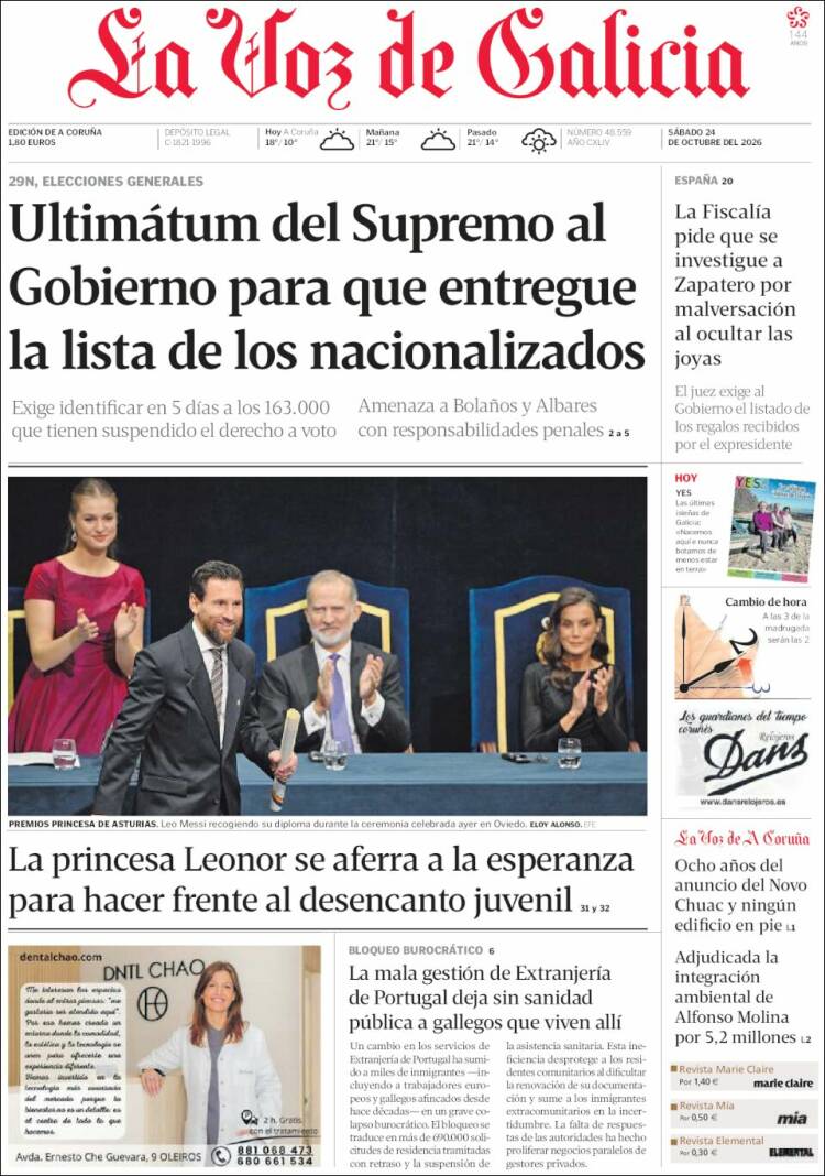 Portada de La Voz de Galicia (Spain)
