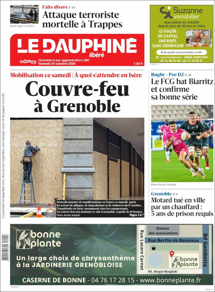 Portada de Le Dauphiné Libéré (France)