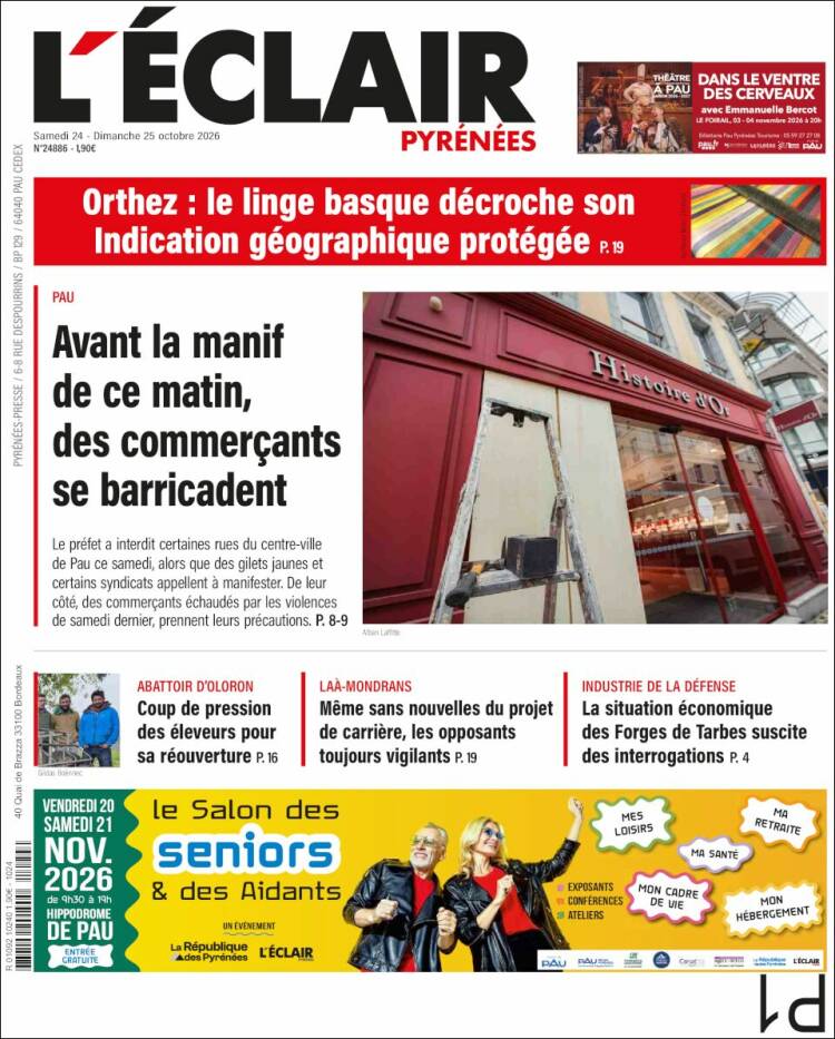 Portada de L'Eclair des Pyrénées (France)