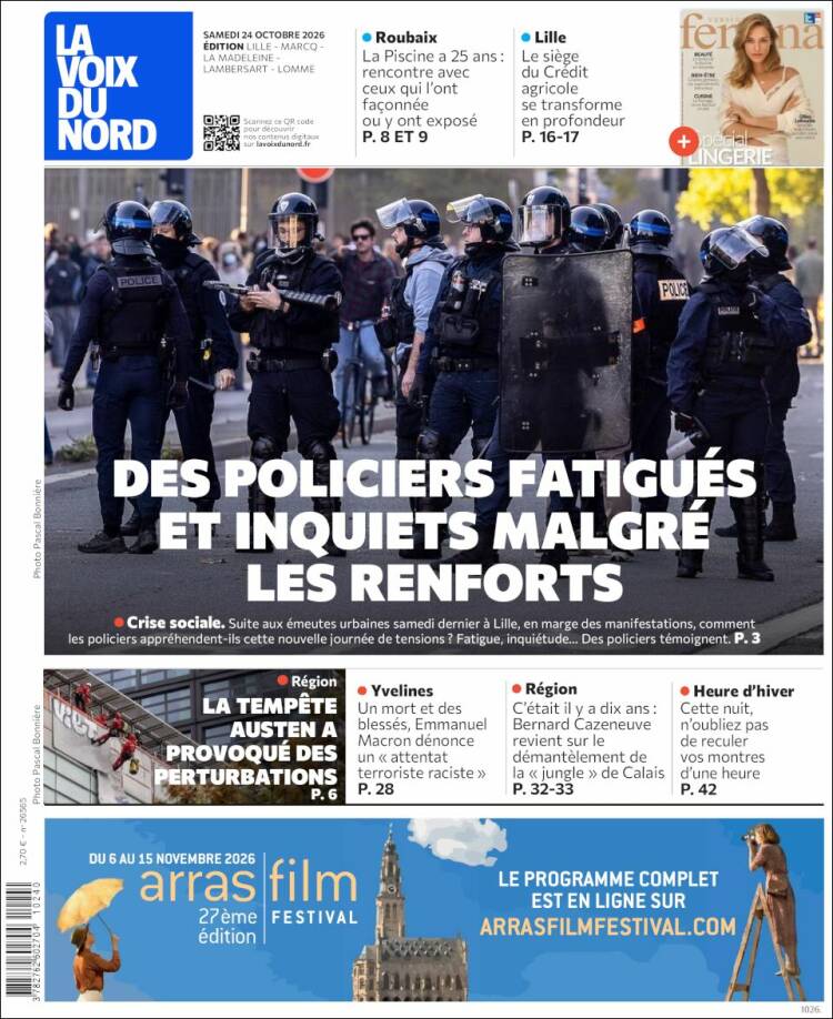 Portada de La Voix du Nord (France)