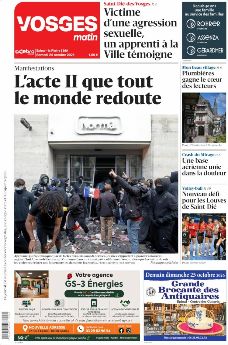 Portada de Vosges Matin (France)