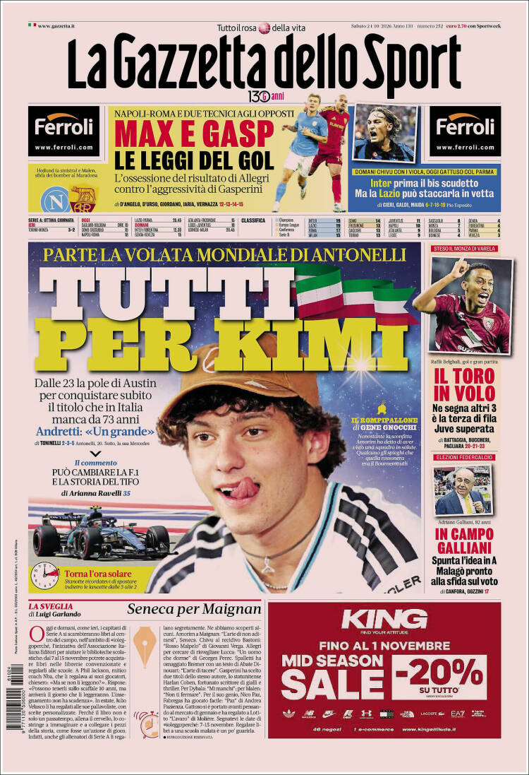 Portada de La Gazzetta dello Sport (Italy)