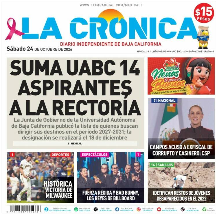 Portada de La Crónica de Baja California (Mexico)