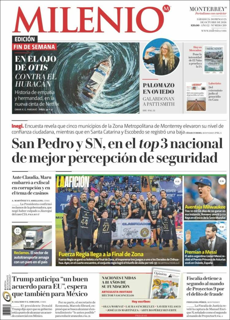 Portada de Milenio de Monterrey (Mexico)